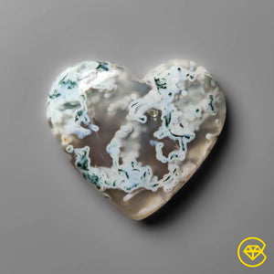 25 ct White Horse Canyon Moss Agate Heart Carving 22X25X6 mm From Brazil