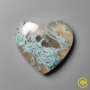 35 ct White Horse Canyon Moss Agate Heart Carving 28X29X6 mm From Brazil