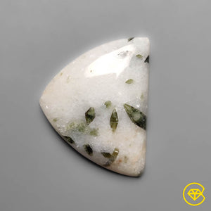 12 carat Green Tourmalinated Quartz Cabochon Natural 24X21X4 mm From India