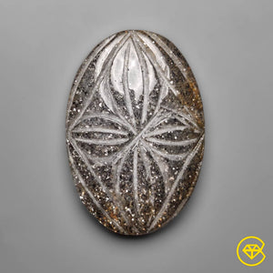 67 carat Midnight Quartzite Mughal Carving Natural 40X27X8 mm From India