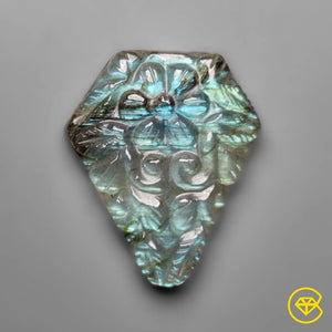 25 carat Labradorite Mughal Carving Natural 28X23X6 mm From Madagascar