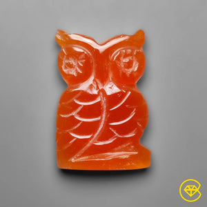 41 carat Carnelian Agate Owl Carving Natural 31X22X6 mm From Brazil