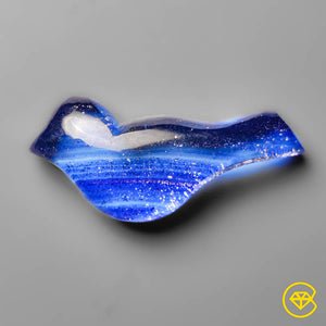 18 carat Dichroic Glass Bird Carving (Handcarved) Not Natural 30X13X7 mm From India