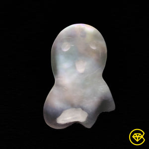 11 carat Mother Of Pearl With Himalayan Quartz Gost Carving Doublet Assembled 18X13X6 mm From India