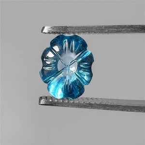 5 ct Swiss Blue Topaz Double Sided Carving 11X9X6 mm Natural From London