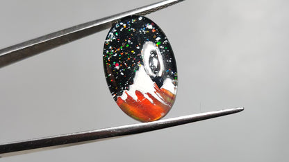 Snow Laden Mountain Artistic Inlay Doublet Cabochon