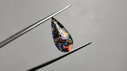Crushed Monarch Opal Inlay Doublet with Quartz Cabochon