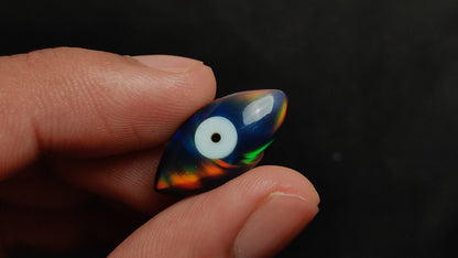 Mother Of Pearl Inlay Aurora Opal Evil Eye Carving