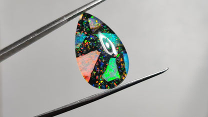 Crushed Monarch Opal Inlay Doublet with Quartz Cabochon