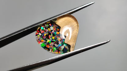 Broken Heart Crushed Aurora Opal Inlay Himalayan Quartz Doublet