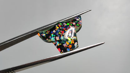 Crushed Aurora Opal Inlay With Himalayan Quartz Doublet Bull Face Carving