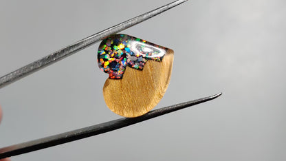 Broken Heart Crushed Aurora Opal Inlay Himalayan Quartz Doublet