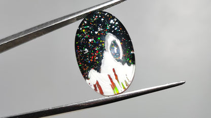 Snow Laden Mountain Artistic Inlay Doublet Cabochon