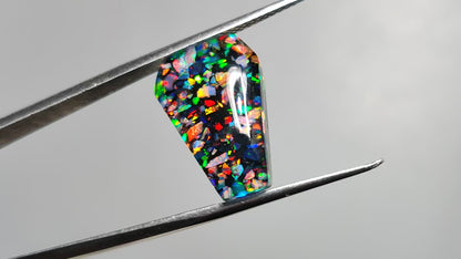 Crushed Aurora Opal Inlay With Himalayan Quartz Doublet Coffin