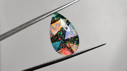 Crushed Monarch Opal Inlay Doublet with Quartz Cabochon