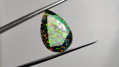 Crushed Monarch Opal Inlay Doublet with Quartz Cabochon