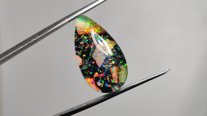 Crushed Monarch Opal Inlay Doublet with Quartz Cabochon