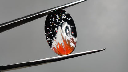 Snow Laden Mountain Artistic Inlay Doublet Cabochon