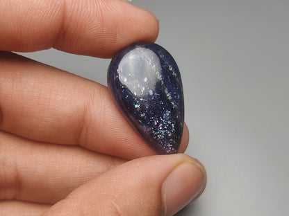 Bloodshot Iolite Sunstone Cabochon with Confetti