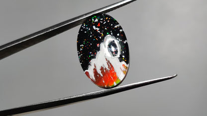 Snow Laden Mountain Artistic Inlay Doublet Cabochon