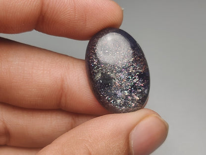 Bloodshot Iolite Sunstone Cabochon with Confetti