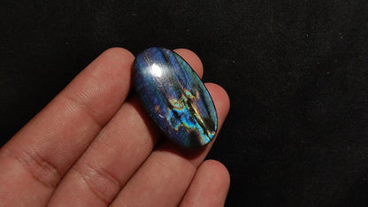 Electric Blue Green Spectrolite Cabochon