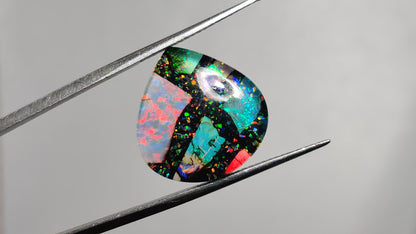Crushed Monarch Opal Inlay Doublet with Quartz Cabochon