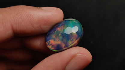 Honeycomb Cut Aurora Opal Doublet