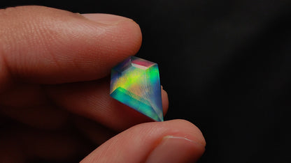 Step Cut Aurora Opal Coffin Doublet
