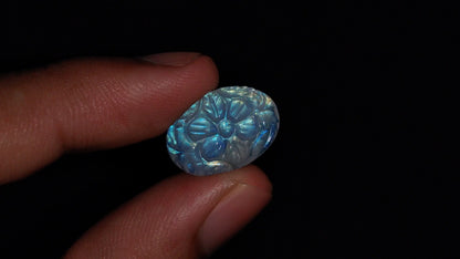 Rainbow Moonstone Mughal Carving