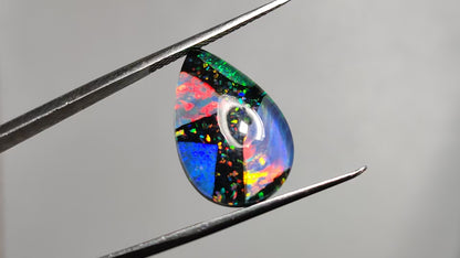 Crushed Monarch Opal Inlay Doublet with Quartz Cabochon