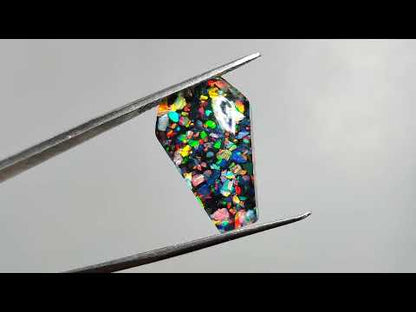 Crushed Aurora Opal Inlay With Himalayan Quartz Doublet Coffin