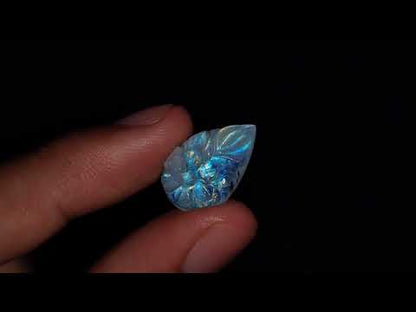 Rainbow Moonstone Mughal Carving