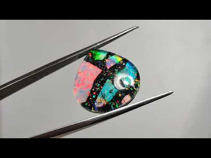 Crushed Monarch Opal Inlay Doublet with Quartz Cabochon
