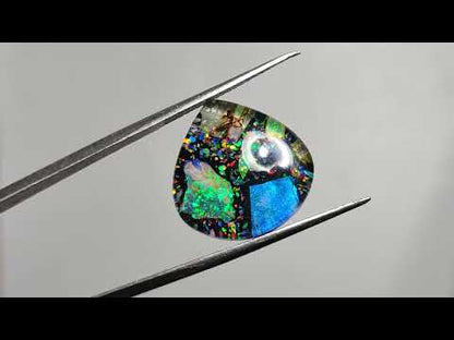 Crushed Monarch Opal Inlay Doublet with Quartz Cabochon