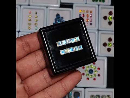 High Grade Rainbow Moonstone Squares Set Blue Sheen