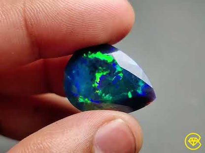 Faceted Ethiopian Welo Black Cabochon Opal