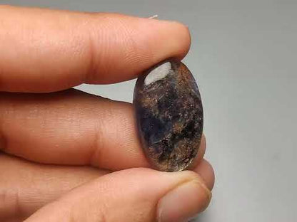 Bloodshot Iolite Sunstone Cabochon with Confetti