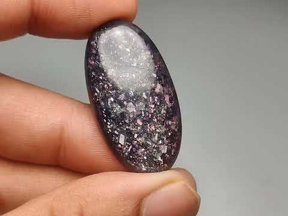 Bloodshot Iolite Sunstone Cabochon with Confetti