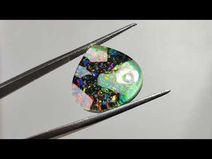 Crushed Monarch Opal Inlay Doublet with Quartz Cabochon