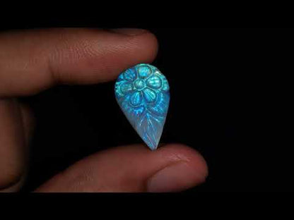 Rainbow Moonstone Mughal Carving