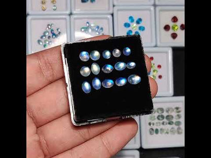 High Grade Rainbow Moonstone Cabochons Set