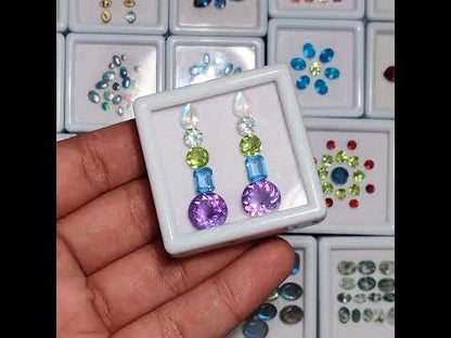 Faceted Rainbow Moonstone, Himalayan Quartz, Peridot, Swiss Blue Topaz & Uruguay Amethysts Set