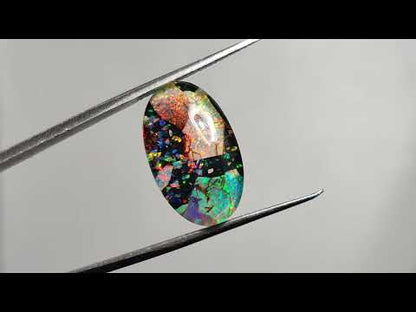 Crushed Monarch Opal Inlay Doublet with Quartz Cabochon