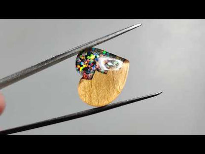 Broken Heart Crushed Aurora Opal Inlay Himalayan Quartz Doublet